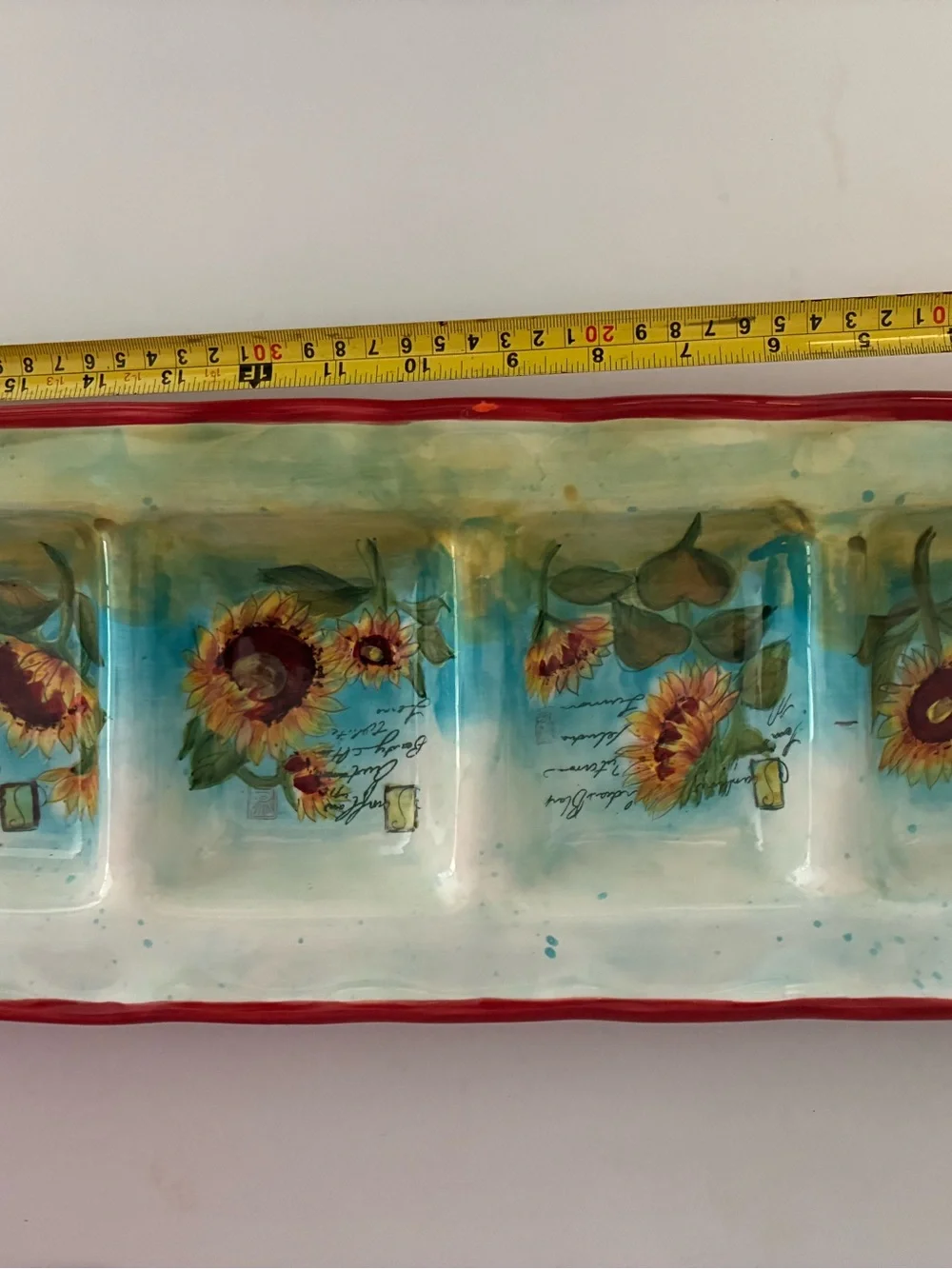 Susan Winget Certified International Sunflower Ceramic Divided Serving Tray